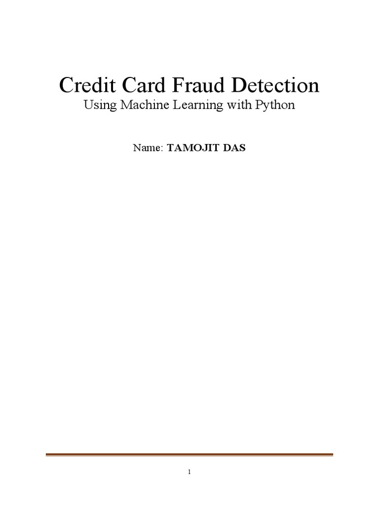 Credit Card Fraud Detection Using ML | PDF | Outlier | Machine Learning