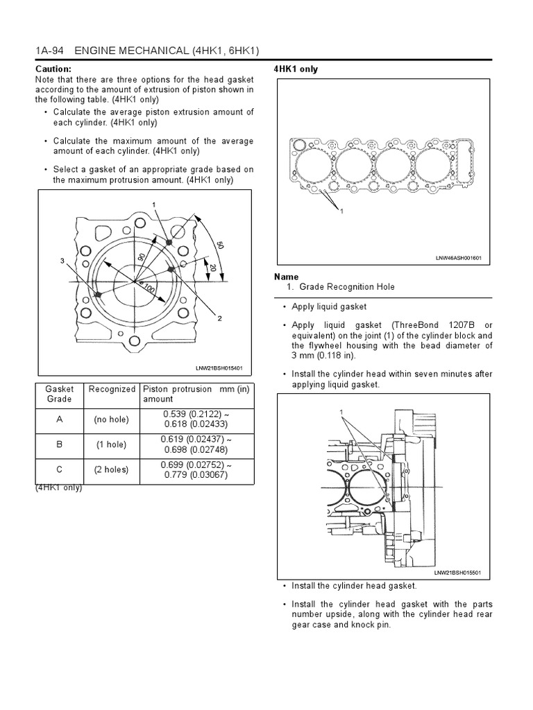 1A-94 Engine Mechanical (4Hk1, 6Hk1) | PDF