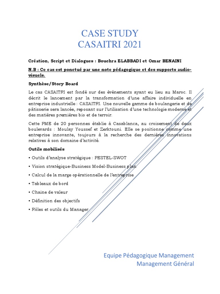 Support N°3 Script Case Study Casa Itri | PDF | Chaîne de valeur | Maroc