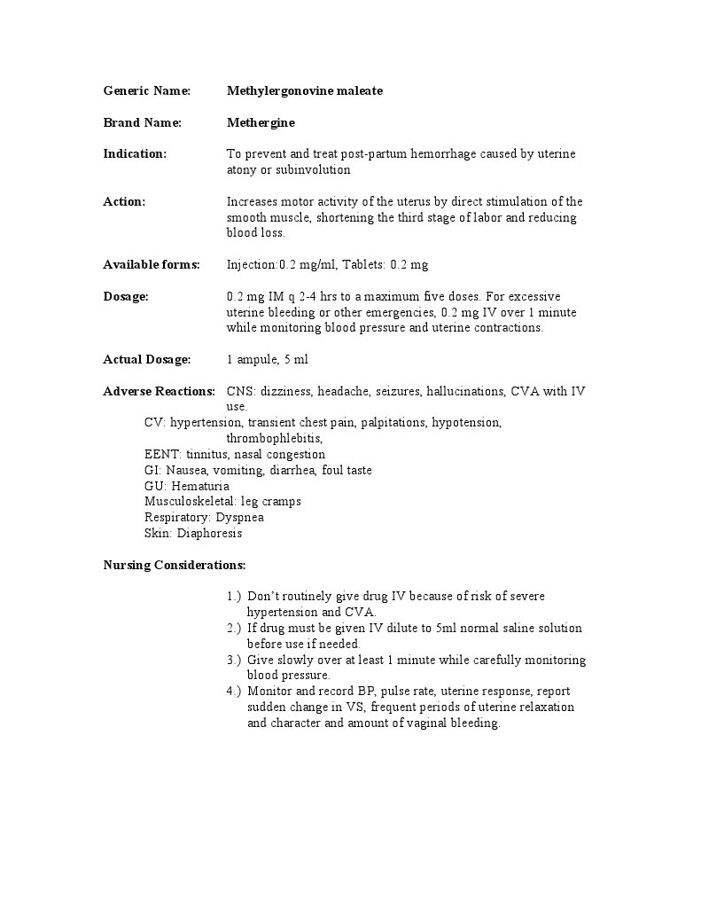 Methergine | PDF | Diseases And Disorders | Drugs