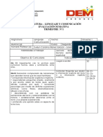 Corrección Final Evaluación Sumativa Lenguaje y Comunicación Trimestre N°1