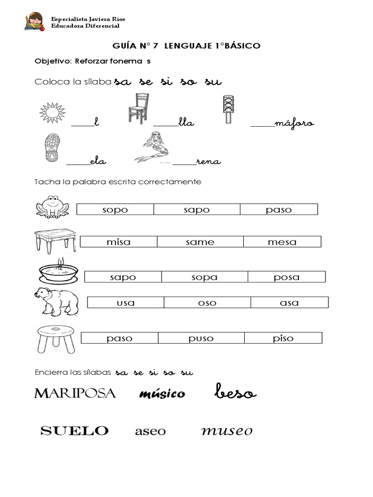 Actividades Fonema S para Primer Grado | PDF