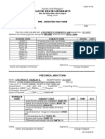 Cavite State University: Pre - Registration Form