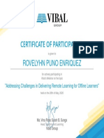 Certificate of Participation: Rovelyhn Puno Enriquez