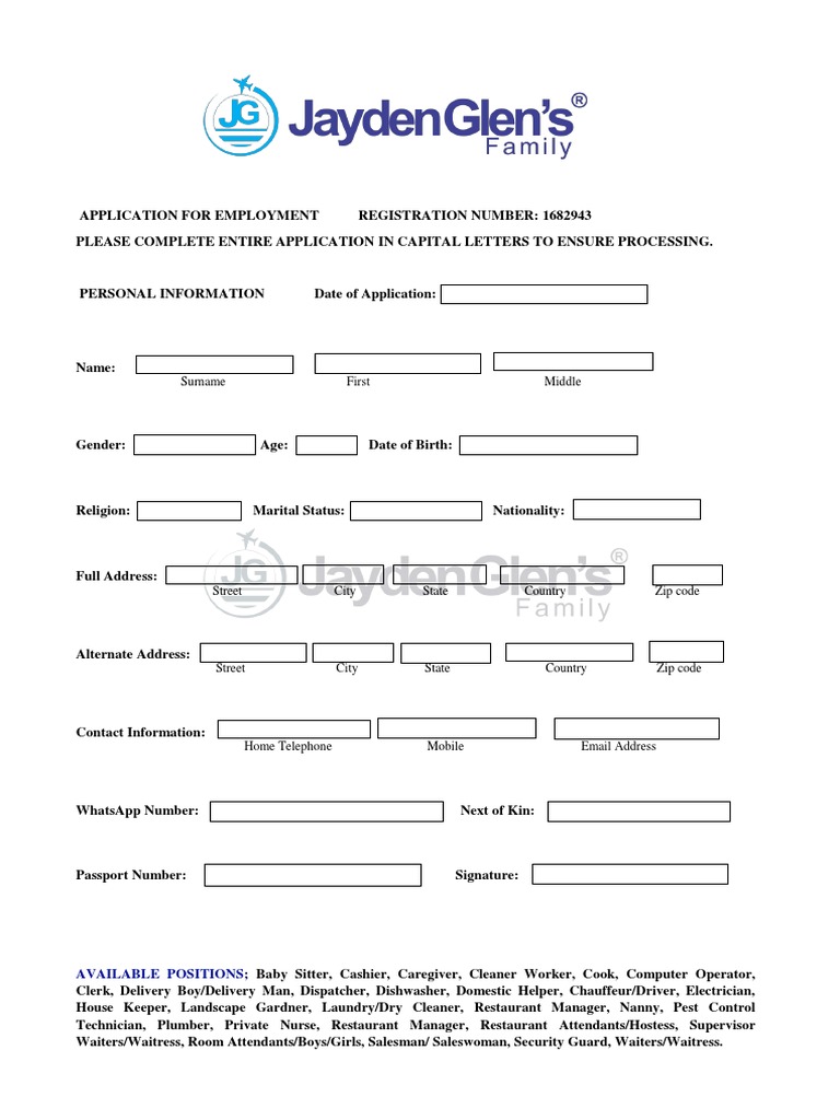 Job Application Form | PDF