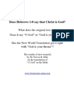 ¿Does Hebrews 1 8 Say Christ Is God, Trevor Allin