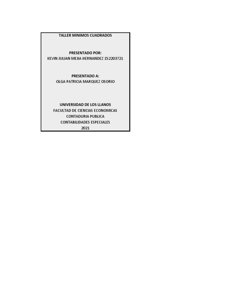 Minimos Cuadrados | PDF | Servicios financieros | Negocios económicos