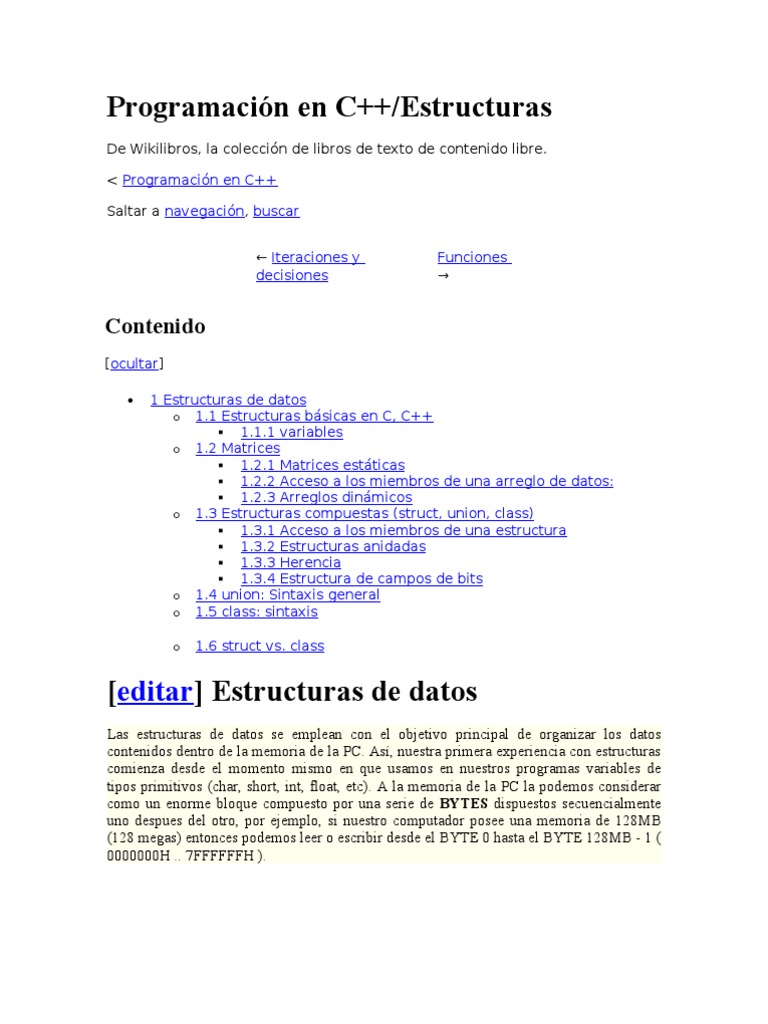 Programación en C++ estructuras y funciones | PDF | C ++ | C (lenguaje ...