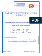 Empowerment Technologies Grade 11: Quarter 1 Week 4 Learner Activity Sheet