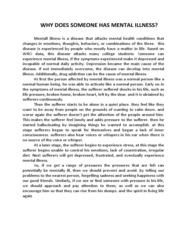 Why Does Someone Has Mental Illness? | PDF | Self-Improvement