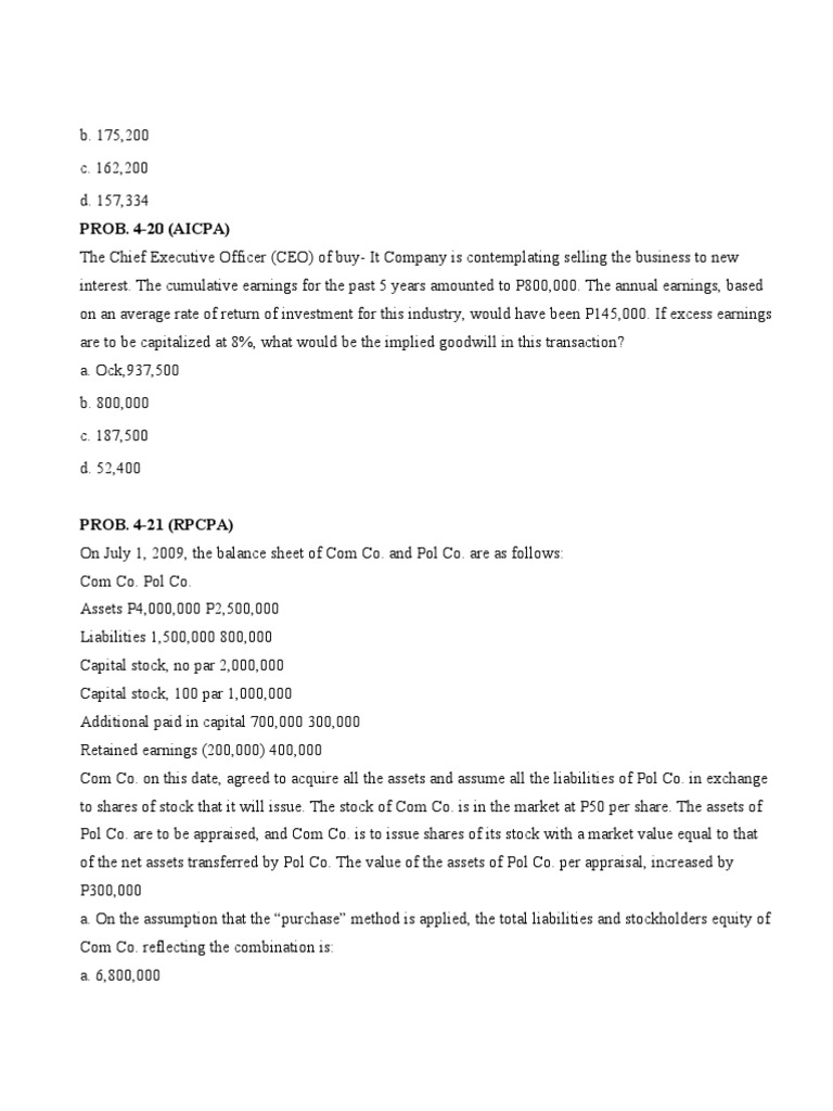 Implied Goodwill Calculation in Business Sale | PDF | Finance & Money ...
