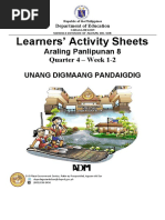 Learners' Activity Sheets: Araling Panlipunan 8