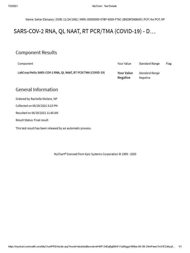 Mychart Test Details Pdf