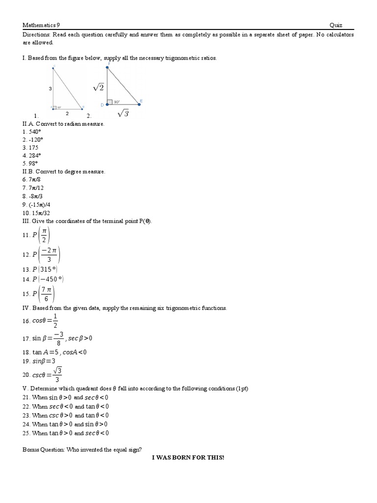 Trigonometric Ratios | PDF | Teaching Methods & Materials | Science ...