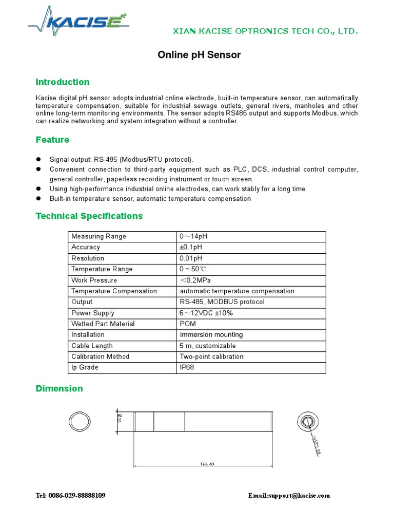 Online PH Sensor Datasheet v1.2 PDF