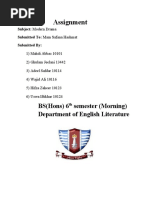 Assignment: BS (Hons) 6 Semester (Morning) Department of English Literature