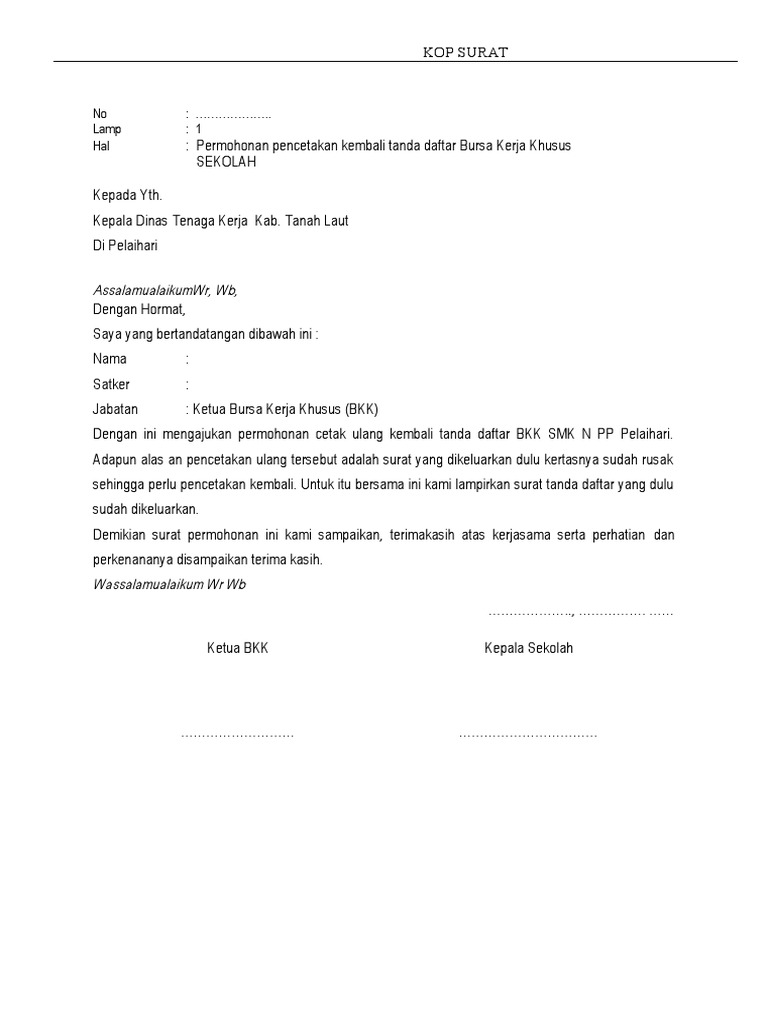 Surat Permohonan Bkk Pdf