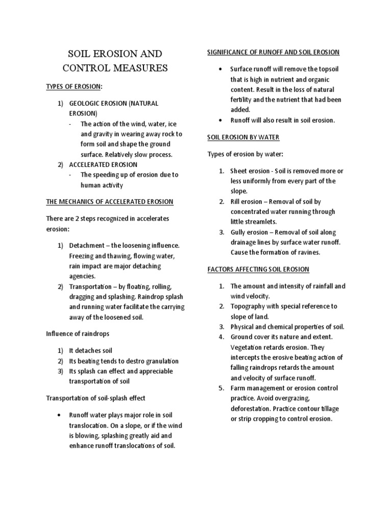 Soil Erosion Types and Control Measures | PDF | Erosion | Surface Runoff