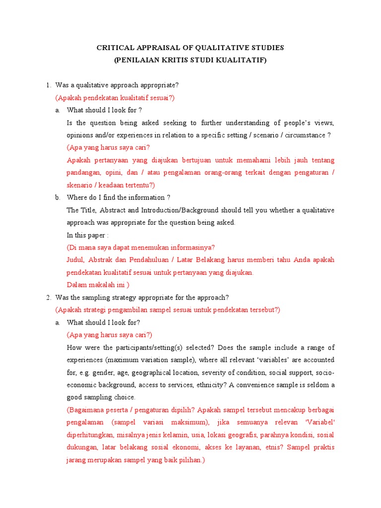 Critical Appraisal of Qualitative Research | PDF | Data Analysis | Data