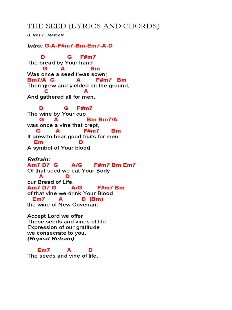 The Seed (Lyrics and Chords) Intro PDF
