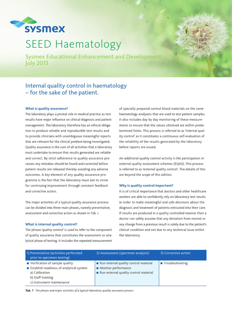 Internal Quality Control in Haematology | PDF | Assay | Mean