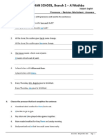 Abu Dhabi Indian School, Branch 1 - Al Wathba: Pronouns - Revision Worksheet: Answers