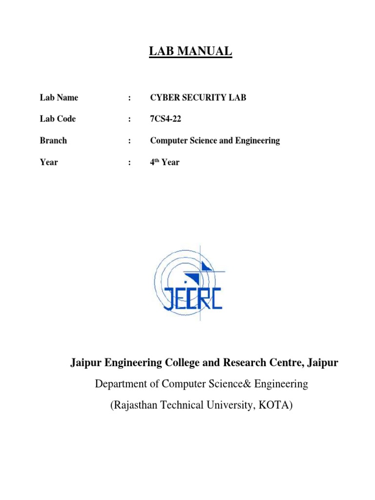 Cyber Security Lab Manual 7CS4-22 | PDF | Internet Protocol Suite ...