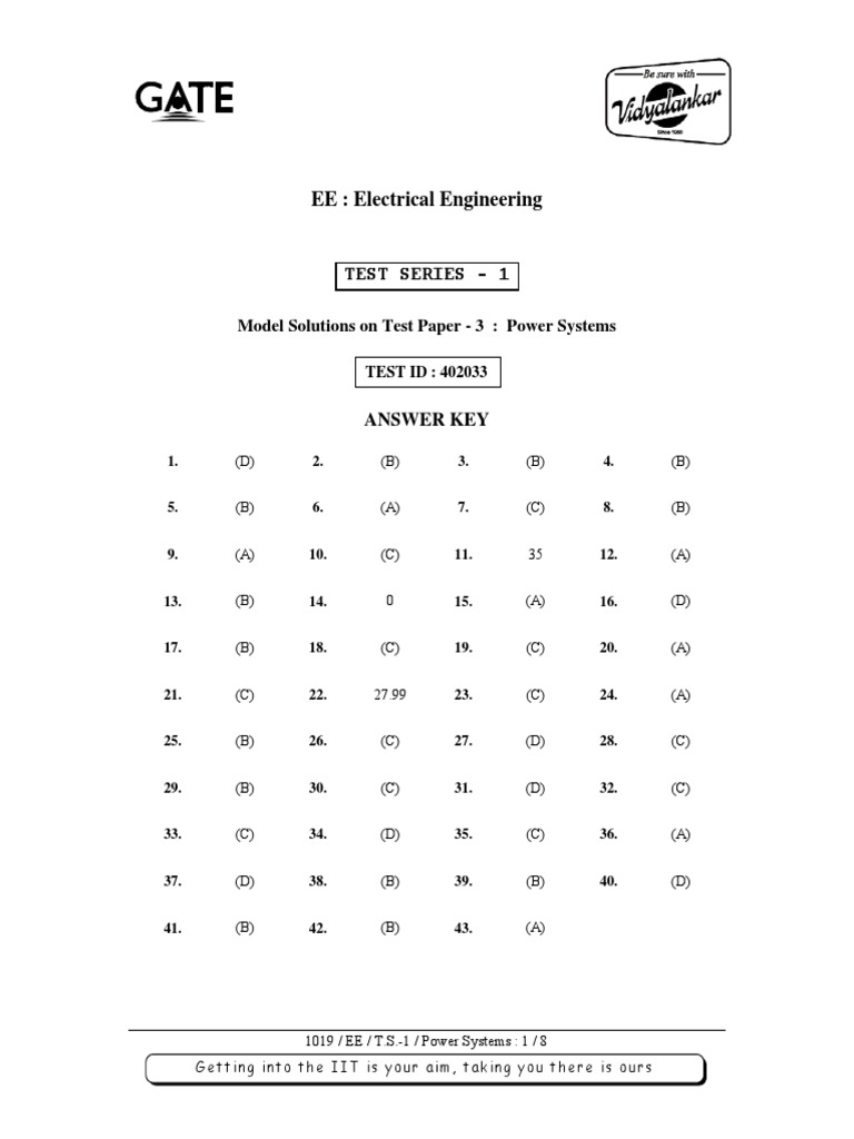 EE Electrical Engineering Test Series 1 Download Free PDF