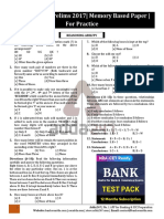 IBPS RRB PO Prelims 2017 - Memory Based Paper - For Practice: Reasoning Ability