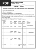 Activity Sheet: Grade 12 - MODULE 1: Self-Analysis: A Step To My Improvement