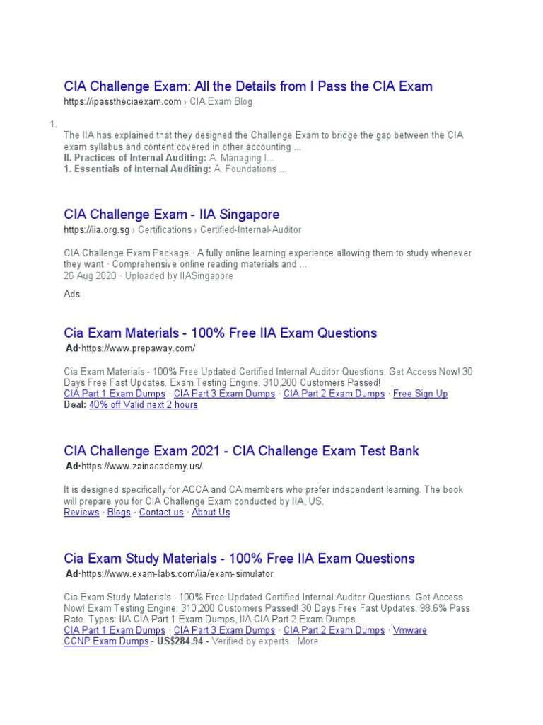 CIA Challenge Exam Reference | PDF | Business