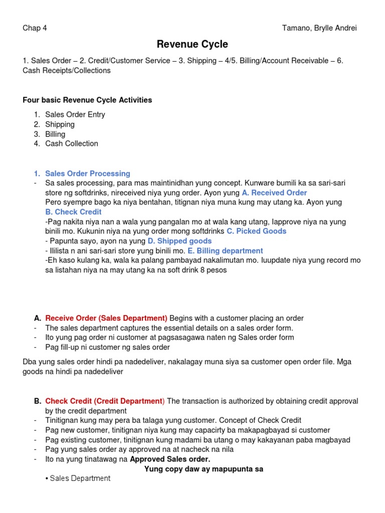 Revenue Cycle Process Steps | PDF | Debits And Credits | Receipt
