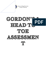 Gordon'S & Head To TOE Assessmen T: Ateneo de Naga University College of Nursing