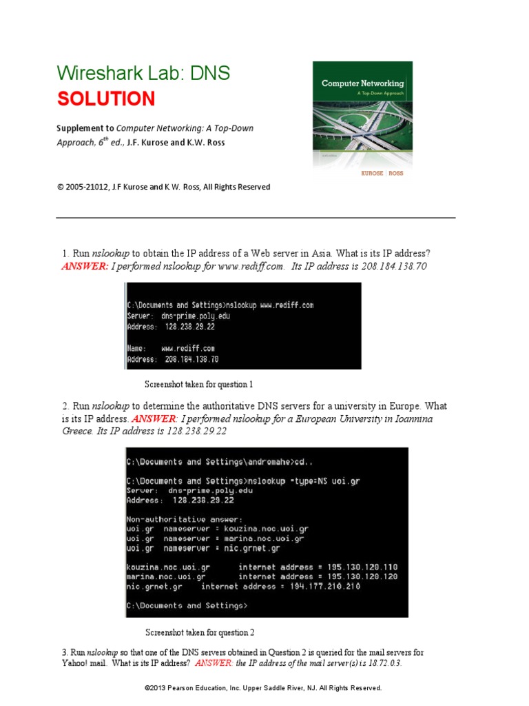 Wireshark Lab DNS Solution | PDF | Domain Name System | Port (Computer ...