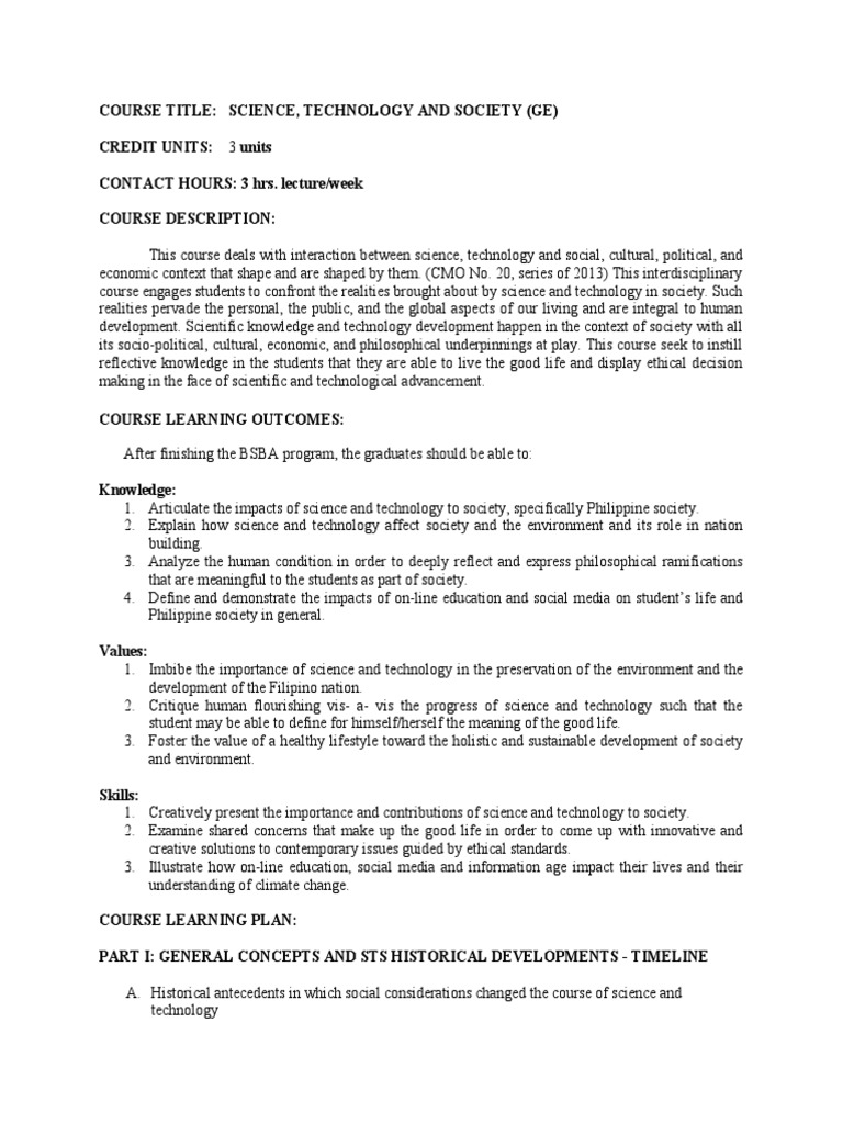 Ge3 - 0 Course Description and Outline | PDF | Science | Science ...