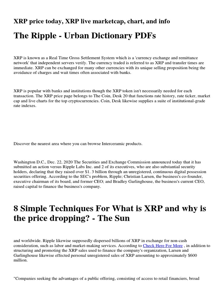XRP Price, Market Cap, and Overview | PDF | Securities (Finance)