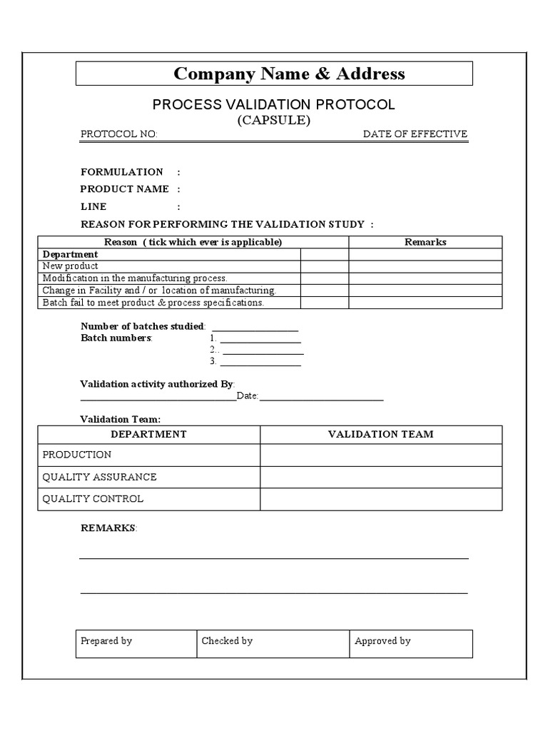 Capsule Process Validation Protocol | PDF | Verification And Validation ...