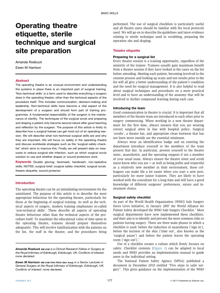 Teknik Cuci Tangan Bedah Pdf Surgery Operating Theater