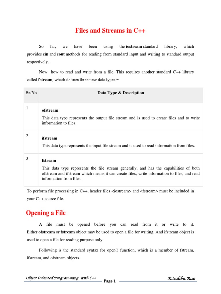 Files and Streams in C++ | PDF | C++ | Computer Programming