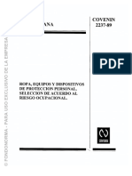 COVENIN 2237-1989 Ropa, Equipos y Dispositivos de Proteccion Personal (EPP)
