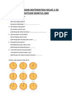 Soal Latihan Matematika Kelas 1 SD (Satuan Waktu) Jam