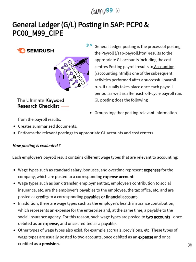 General Ledger (G L) Posting in SAP PCP0 & PC00 M99 CIPE PDF