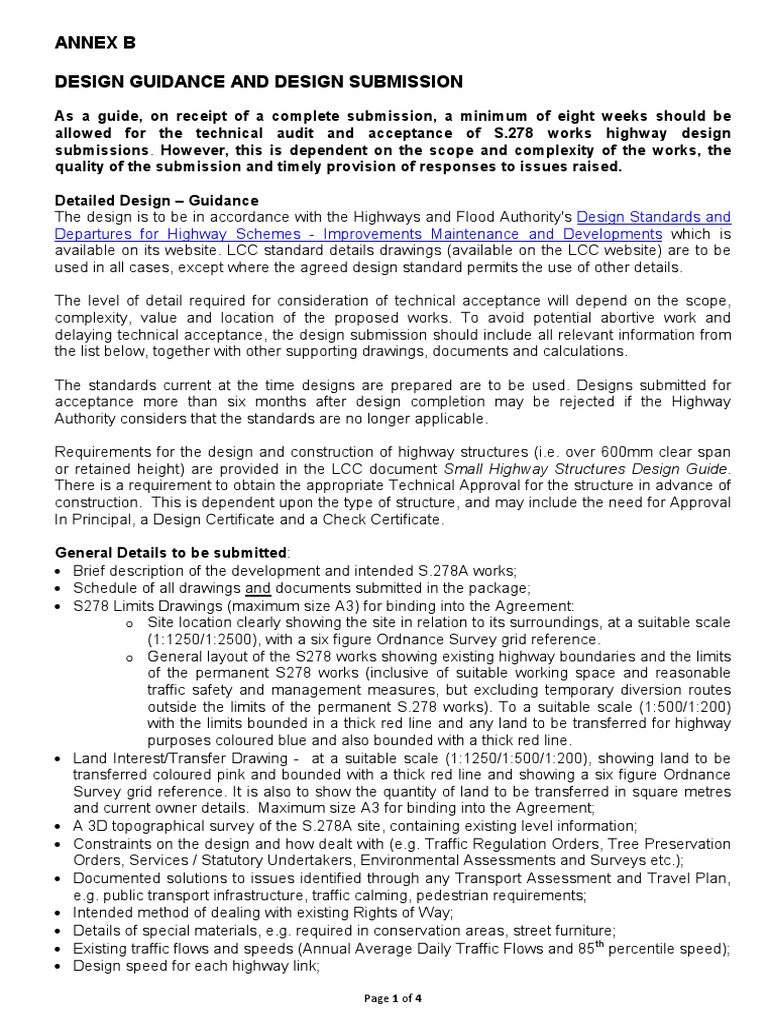 Annex B Design Guidance and Design Submission | PDF | Road | Traffic
