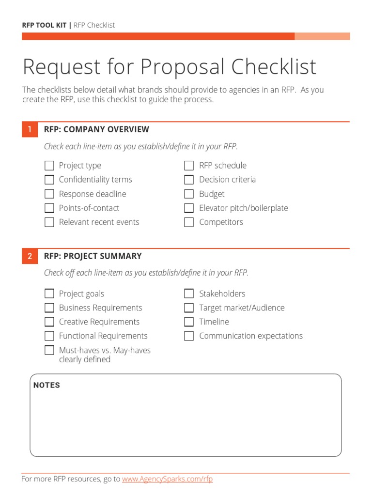 Request For Proposal Checklist RFP Company Overview PDF