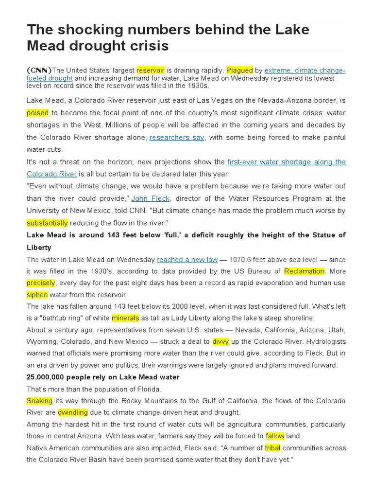 6.the Shocking Numbers Behind The Lake Mead Drought Crisis PDF Lake