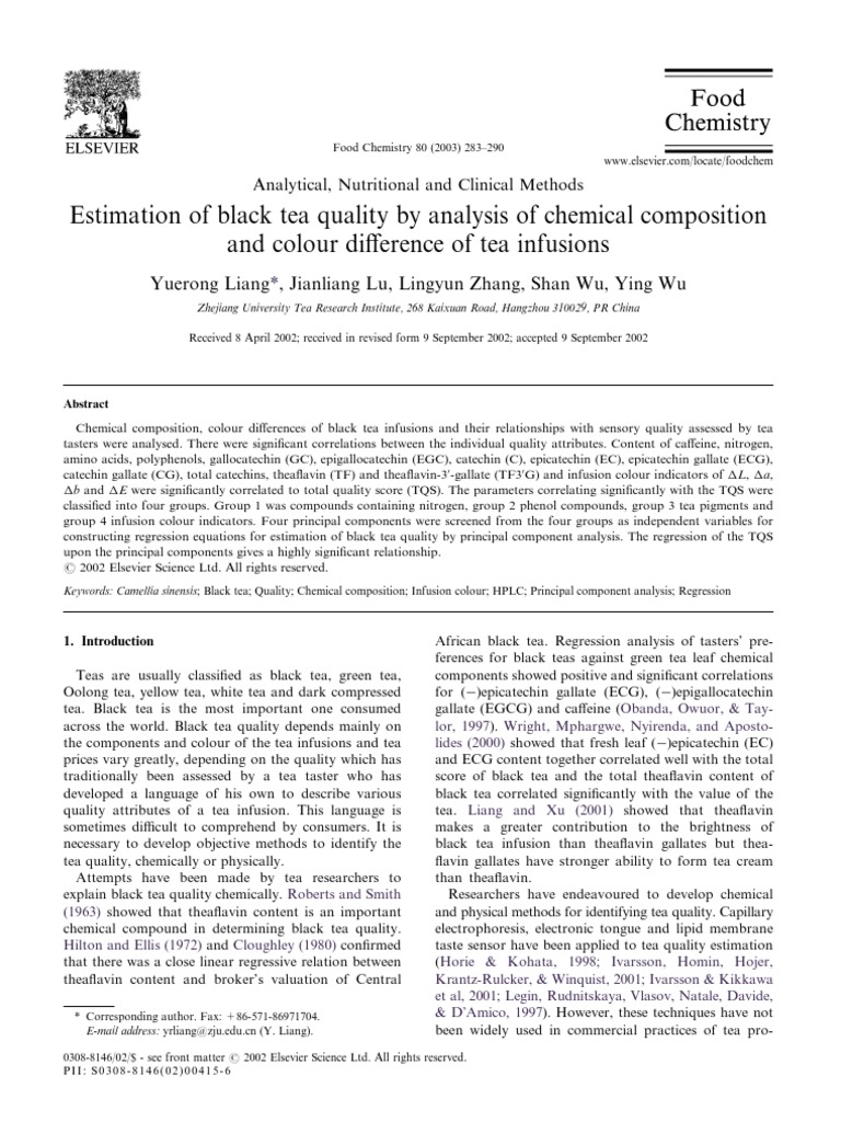 Estimation of Black Tea Quality by Analysis of Chemical Composition and ...