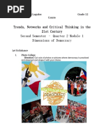 Trends, Networks and Critical Thinking in The 21st Century Second Semester - Quarter 2 Module 1 Dimensions of Democracy