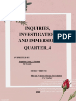 Inquiries, Investigation and Immersion Quarter - 4: Submitted By: Angelica Grey J. Paloma 12 Comte