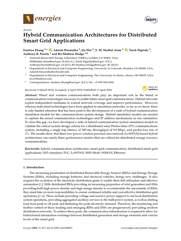 Energies: Hybrid Communication Architectures For Distributed Smart Grid ...