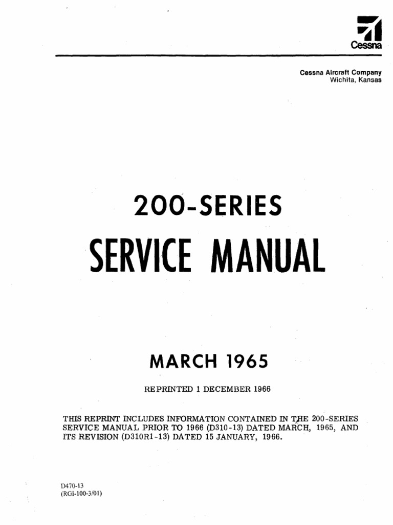 Maintenance Manual - 200 Series (1960 Thru 1965) PDF, PDF, Landing Gear